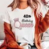 Camiseta 40 cumpleaños reina mujer camiseta 40 años ropa de fiesta señoras streetwear camiseta gráfica regalo del día de la madre esposa novia top