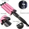 Curling Irons Profesjonalne rurler do włosów Triple beczka Tourmalinowe ceramiczne włosy Curling Iron Auto Perm Skuntu Hair Styling narzędziowa Wand Q231128