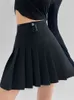 Röcke Streetwear Hohe Taille Mini Faltenröcke Damen Koreanisch Preppy Style Chic Kurz Faldas Eleganter Schwarzer Tennisrock mit Sicherheitsfutter 230428