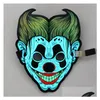 Party Masks Partys LED Sound Control Mask Bar Atmosphere Props Halloween Glow Cold Light Masquerade Portable Flexible med många styl DHUD2