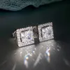 Stud Huitan Luxury Princess Cut CZ Studded Earrings with Silver Accessories Suitable for Women's Vintage Party Elegant Versatile Women's Earrings 231128