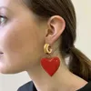 Boucles d'oreilles Mimiyagu Vintage grand coeur rouge goutte pour femmes personnalité bijoux accessoire