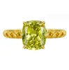 2CT Anéis de Casamento Espumantes Simples Joias Finas Real 100% Prata Esterlina 925 Forma de Almofada Moissanite Verde Oliva Diamante Mulheres Anel de Noivado Presente