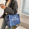 Сумка на плечо, парусиновая женская большая сумка, тканевая сумка-шоппер с буквенным принтом, сумки через плечо, сумка Ins218e