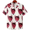 Men's Casual Shirts Men'S Hawaiian Cuban Collar Devil Print Fashion Street Summer Short Sleeve Lapel Tops Trend Clothing