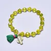 Strand söt romantisk kvinnlig pärlstav stretch armband peridot crystal and cactus charm tassel för kvinnor boho smycken grön