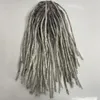 16 inches European Indian Virgin Human Hair Replacement 7x9 Grey Dreadlocks Mono Toupee for Black Men