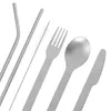 Dinnerware Sets 6 Piece Set Stainless Steel Straw Reusable Camping Silverware Serving Utensils Parties Buffet