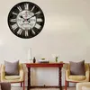 Wandklokken rond houten klok saat vintage zwarte Romeinse cijfers klassieke horloge murale kunst huis decoratief houten houten