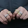 Wedding Rings Wholesale High Quality Hip Hop Men Jewelry Micro Pave 5A CZ Iced Out Bling Cuban Link Chain Band Finger RingWedding Rita22