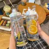 Water Bottles 1.5/2 Liters Super Large Capacity Water Bottle Summer Plastic Straw Water Cup with Time Scale Outdoor Portable Bottles for Water 230428
