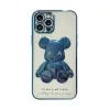 Ny lyxig 3D -plätering Violent Bear Phone Case för iPhone 14 13 Pro Max 12 11 Tecknad transparent TPU -stötsäker täckning ZZ