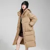 Mulheres para baixo parkas longo inverno algodão casaco feminino à prova de vento casaco engrossar quente algodão acolchoado jaqueta com capuz puffer outwear 231127