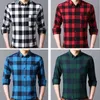 Koszulki męskie koszule kratą nowa jesień zimowa flanelowa czarna koszula szachownica Męskie koszule Długie rękawie Chemise Homme Cotton Mężczyzna Koszulki bawełniane p230427