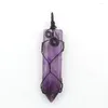 Pendant Necklaces Gun Black Wire Wrap Sword Shape Cherry Quartz Blue Sand Stone Ethnic Style Jewelry