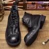 Boots Vintage Business Mens Boots Luxury Genuine Cow Leather Spring Work Shoes Style Full Grain Leather Round Toe Ankle Boots 231128