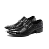 Autumn and Winter Business Shoes Social Black Pointed Toe Formal Shoes Original äkta läderman Evening Shoes