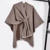 Écharpes Colorblock Écharpe Élégante Femme Double Face Irrégulière Ouverte Avant Manches Chauve-Souris Cardigan Chaud Hiver Cape Châle Wrap Poncho