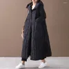 Cappotto lungo da donna in piumino invernale sciolto di grandi dimensioni con cappuccio tasca grande monopetto (tessuto in piumino) camicetta addensata di alta qualità femminile YR1