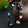 Strand Fashion Oeil de Tigre Pierre Naturelle Planètes Bracelet Hommes Univers Galaxy Système Solaire Bracelets Pour Femmes Chakra Bijoux Cadeaux