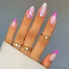 False Nails 24Pcs French False Nails Almond Fake Nails with Glue Press on White Edge Design Wearable Simple Ins Pink Stiletto Nail Tips 231128