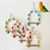 Other Bird Supplies Parrots Bridge Hammock With Bells Swing Standing Training Wood Colorful Beads Hanging Toy