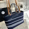 designer handbag summer beach tote bag Stripe Navy Denim Shoulder Bag C girls fashion matching handbag 32*13*24cm