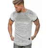 T-shirts pour hommes 2023 chemise de sport à séchage rapide Slim Fit rayé bas mode col rond haut T-shirt