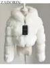 Женские меховые укороченные пальто и куртки из искусственного меха ZADORIN, высококачественные пушистые укороченные пальто и куртки из искусственного меха, женское пушистое верхнее пальто с зимней меховой курткой с капюшоном manteau femme 231127