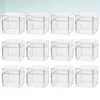 Gift Wrap 12pcs Cupcake Treat Boxes Clear With Lids Transparent Cube Holder Carrier Food Storage Containers