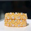 Cluster Rings Fine Jewelry Real 18K Gold 1.167ct Yellow Diamonds Wedding Engagement Female For Women Ring TX