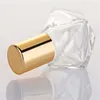 8ml Mini Portable Polygonal Clear Glass Roller Bottle Travel Essential Oil Roll On Bottle with Stainless Steel Ball Gold Silver Cap Tvnvg