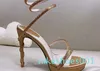 Rene Caovilla Platform Heel Sandals Women Rhinestone Sandals Super High Shoe Fashion Luxury Designer Dress Shoes Satin Snake-Shaped Coiled Party Shoes