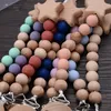 Pacifier Holders Clips# Beech Wood Chew Bead Clips Chain Pentagram Dummy Soere S Nipple for Baby Titting Touch Toy 230427