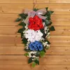 装飾花7月4日、玄関の愛国心のあるアメリカの花輪の夏の花の花輪手作り記念日