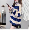 Women's Sweaters Turtleneck Sweater Women Outside Winter 2023 Loose Striped Top Female Korean All Matching Bottom Knitwear Pullover