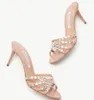 Modern Design Tequila Sandals Shoes & Aquazzura Women Mule Nappa Leather Glittery Crystals Across Straps Slip-on Lady Slipper Dress Party Walking EU35-43