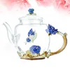 Zestawy naczyń obiadowych Teapot Teapot Glass Filtr Ceramic Filtr Zestaw Flower Polej sitek kawa herbaciarnia