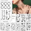 Татуировки Цветные наклейки для рисования 30 листов Водонепроницаемые черные крошечные татуировки с перьями для женщин Боди-арт Рисунок Временные татуировки-наклейки Для мужчин Слова на пальцах Tatto FaceL2