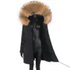 女性の毛皮のフェイクファー濃厚な暖かい本物のキツネライナー本物の毛皮のコート冬のジャケット女性ロングパーカー防水ビッグナチュラルアライグマファーカラーフード231128