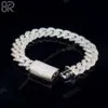 New Design 14mm Black Moissanite Cuban Chain Necklace High Quality Round Brilliant Cut Diamond 925 Silver Link Bracelet