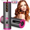 Curling Irons Hair Curlers Cordless Automatic Hair Curler Iron USB Rechargeable LCD Display Wireless Ceramic Rotating Curling Iron Hair Tools Q231128