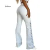 Women's Jeans Rebicoo Summer Sexy High Waist Hip Side Bandage White Denim Stretch Women Slim Fit