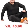 Vêtements de nuit pour hommes 160 kg sous-vêtements thermiques d'hiver 6XL 7XL 8XL 9XL grande taille polaire grande taille hommes longs Johns élasticité lâche vêtements de nuit 231127