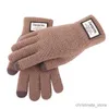 Barnmitten Winter Warm Plus tjock elastisk sportkondition Ridinghandskar Fashion Men's Wool Sticked Touch Screen Driving Gloves R231128