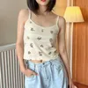 T-shirt da donna dolce dinosauro cartone animato canotte 2022 estate moda donna sottile cotone camicette carino ragazze ritagliata fionda top