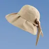 Chapeaux à large bord Chapeau de soleil pour femme Bow Pêcheur Casual Mode Tissu pliable Énorme plage Grande tête pour hommes Voyage Plus