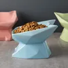 Alimentazione Simpatica mangiatoia per animali domestici Ciotola Cartoon Cat Ear Shape Highfoot Bocca singola Skid Proof Ciotole per gatti in ceramica Ciotola per cibo per gatti Prodotti per animali domestici