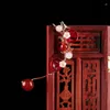 Baumelnde Ohrringe 1pcs roter antiker Art-hängender Ohrring-Ohr-Anhänger für Hanfu-Blumen-Cosplay-Requisiten-Dekor-Frauen-Mädchen-Schmuck-Geschenk