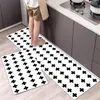 Carpets Kitchen Carpet Geometric Bathroom Door Mat Long Rug Black And White Grid Floor